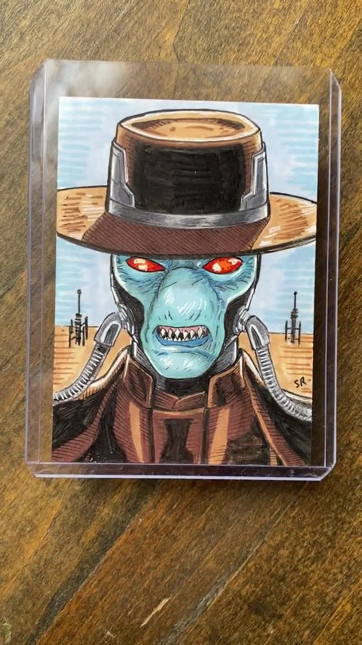 Arte original de Cad Bane, tarjeta de boceto de Star Wars video poster