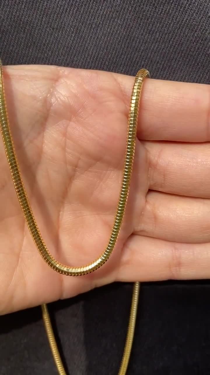 3mm Round Snake Chain Necklace 14k Solid Yellow Gold Round Snake Chain Fine  Jewelry Unisex Necklace, Mens Gold Chain -  Hong Kong