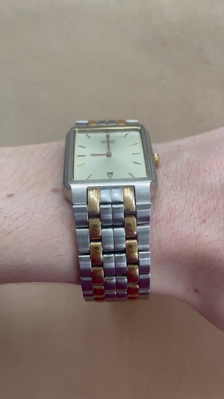 Vintage Seiko Watch • Two-tone Square, Champagne Dial • Day