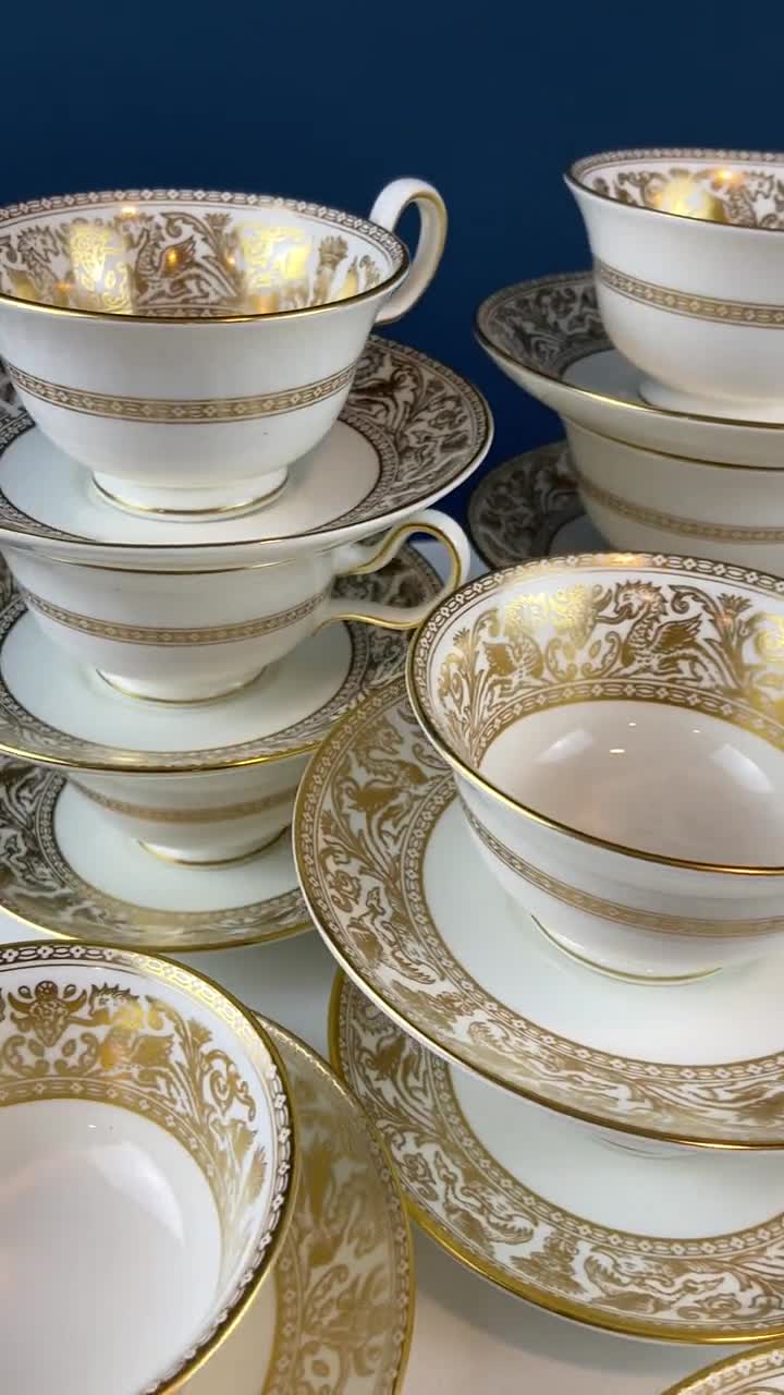 Antique Wedgewood Tea Cup and Saucer: Florentine Gold Dragons - Etsy