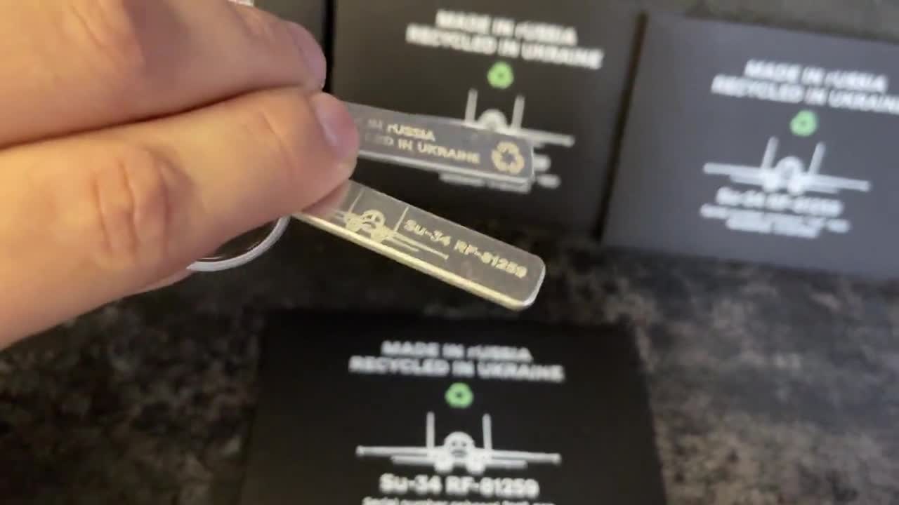 Piece of Russian SU-34 RF-81259 Keychain - A Symbol of Ukraine's