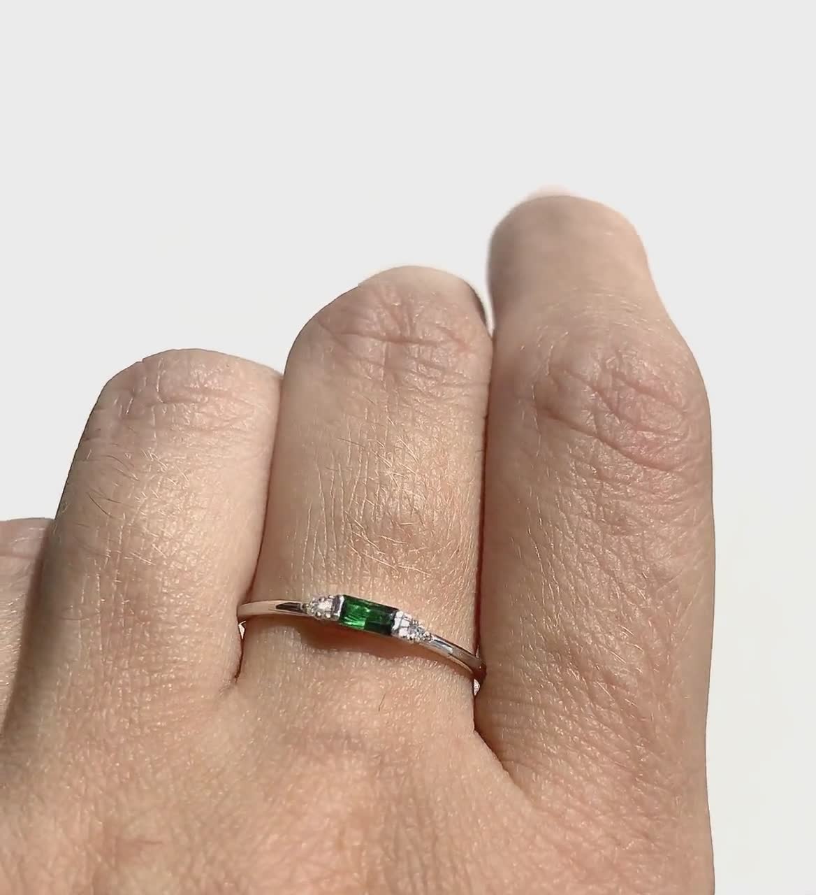 925 Sterling Silber Art Deco Smaragd Versprechen Ring für Sie