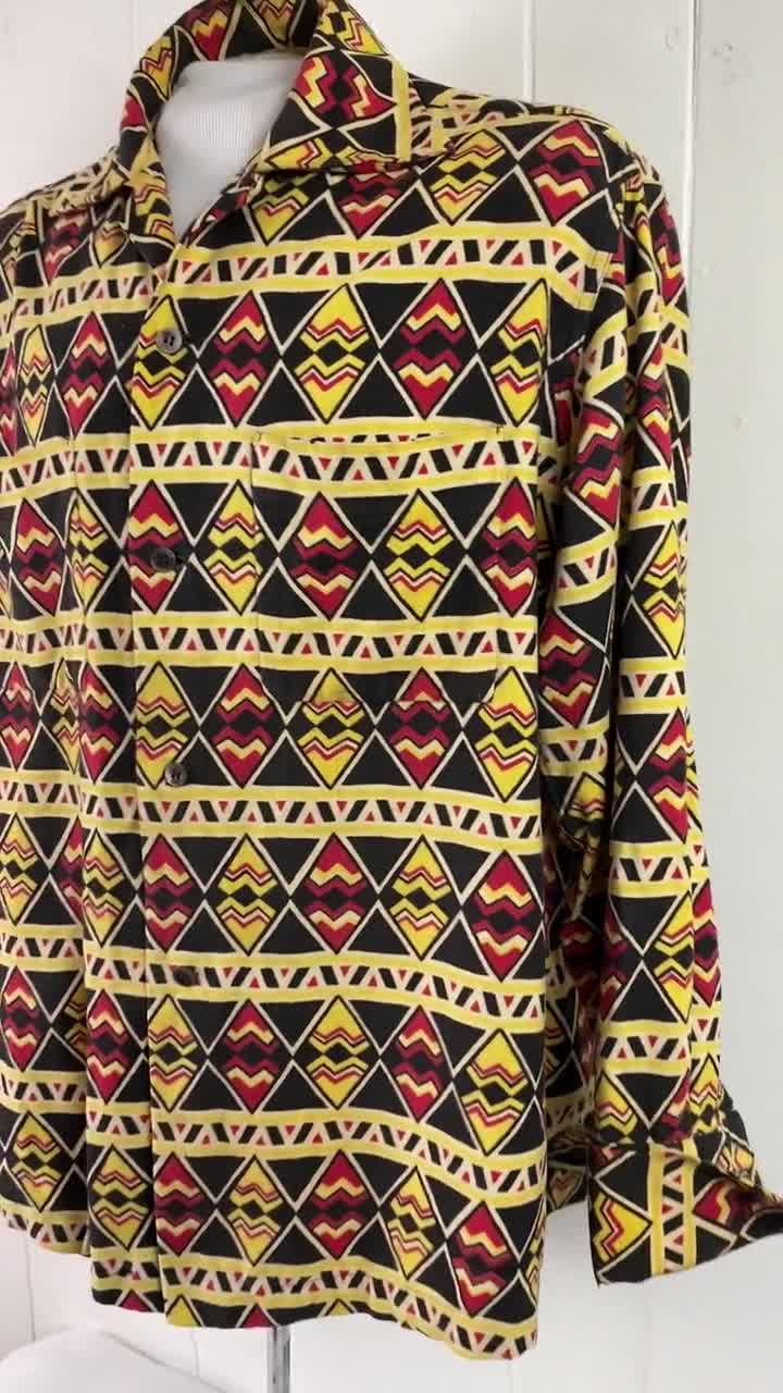 Buy Vintage Shirt, 1930s Shirt, Tribal Print Shirt, Cotton Flannel 