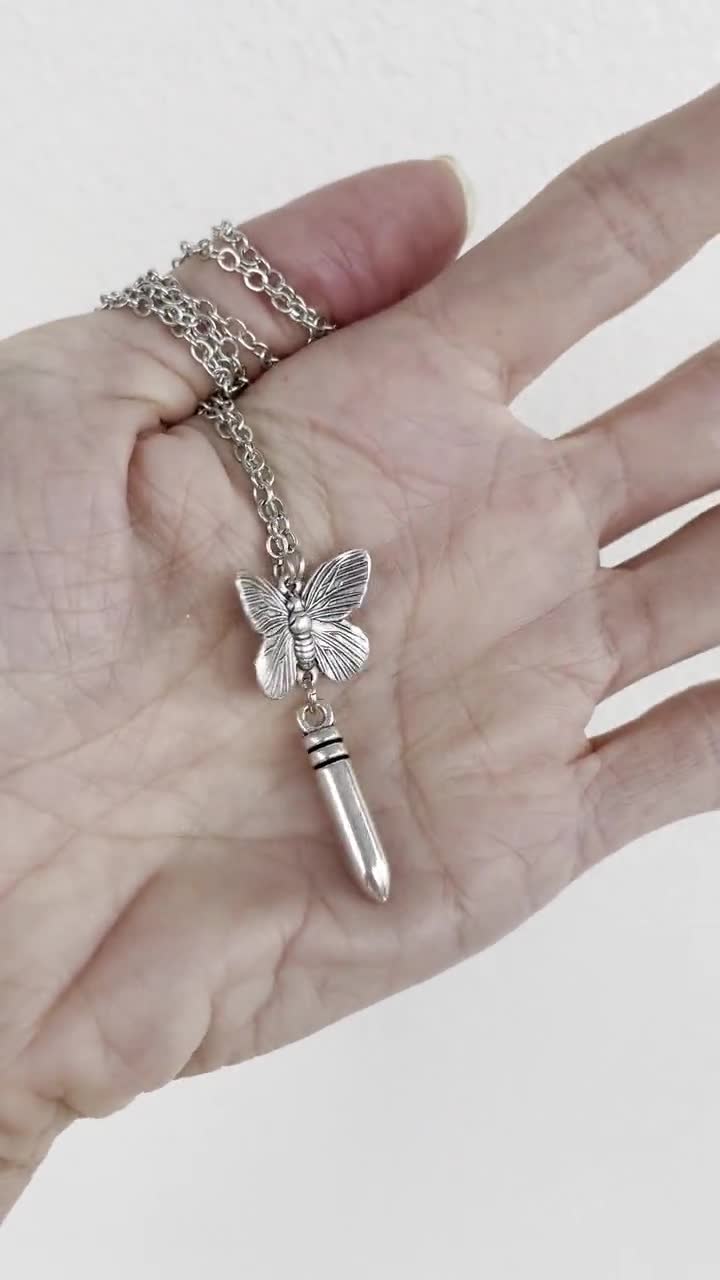 Bullet With Butterfly Wings Necklace 