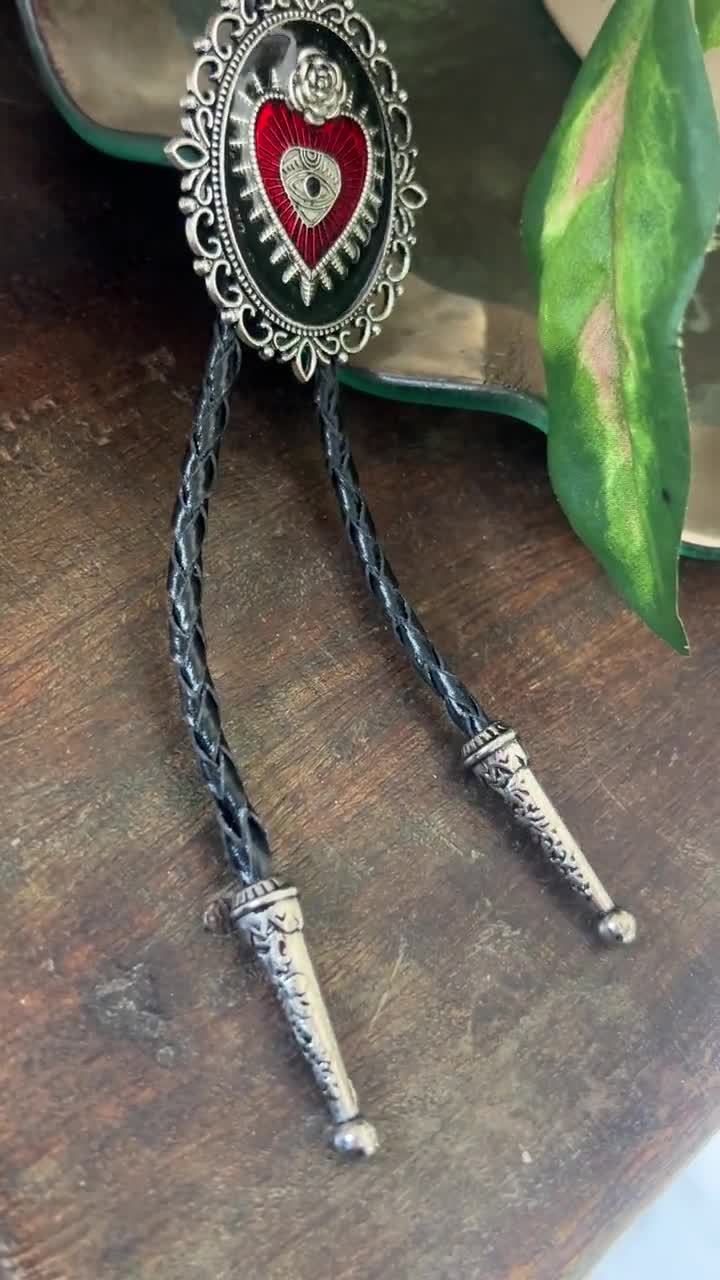 Sacred Heart Rose Bolo Tie Crown Mexican Art Western Style Gifts for Her  Leather Necktie Accessories Tattoo Flower Gothic Anatomical Red - Etsy