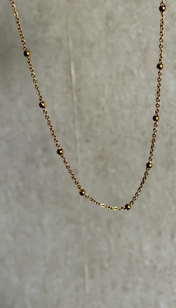 Gold Necklace for Woman Gold Satellite Chain 18k Gold Chain Gold Beaded  Chain Gold Ball Chain Minimalist Necklace Woman's Jewellery Gift 