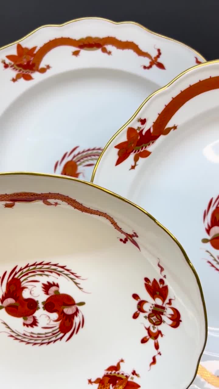 Rare Meissen “red Dragon” Plate, Hand-painted Porcelain From 1924