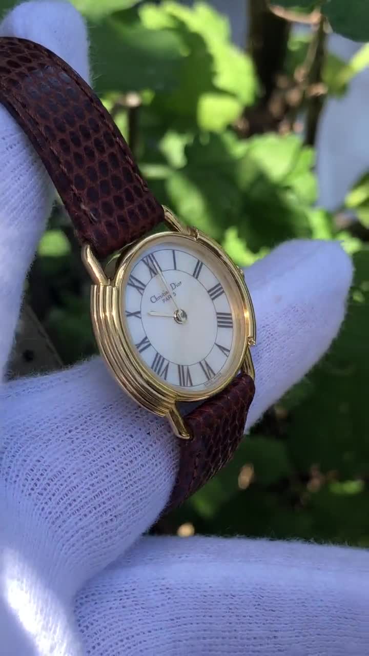 RARE Vintage Christian Dior Shell Dial Brown Accent D58