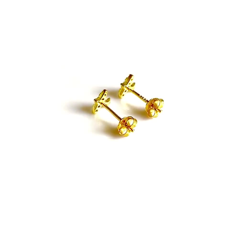 2 - 5mm Simple Clear CZ Stud Earrings, CZ Round Studs, Gold Earrings, Dainty Gold Jewelry, Tiny Minimalist Earrings, Studs Earrings