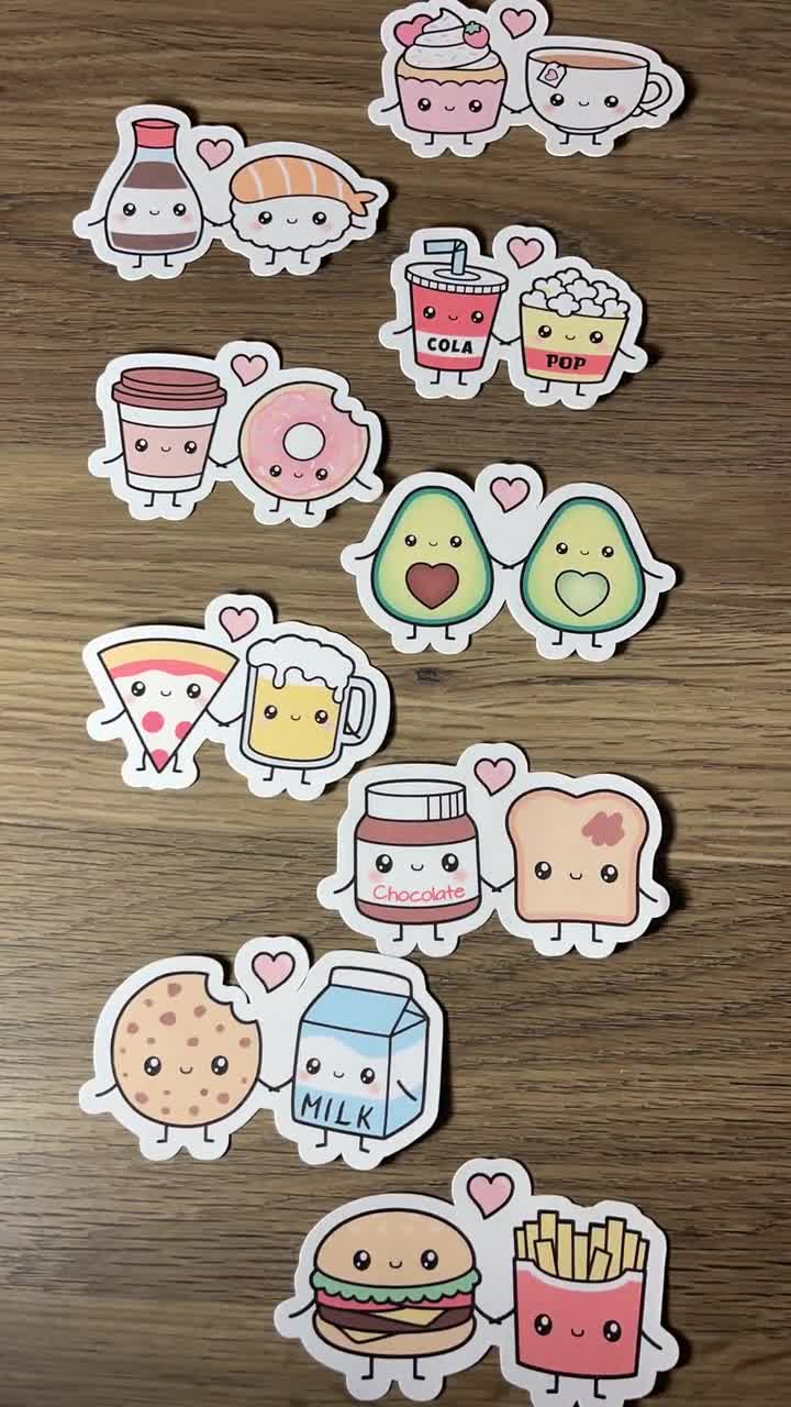 Pack of 9 Perfect Match Food Kawaii Sticker Pack Cute Fun Stickers Decals  Gift for Her Planner Stickers