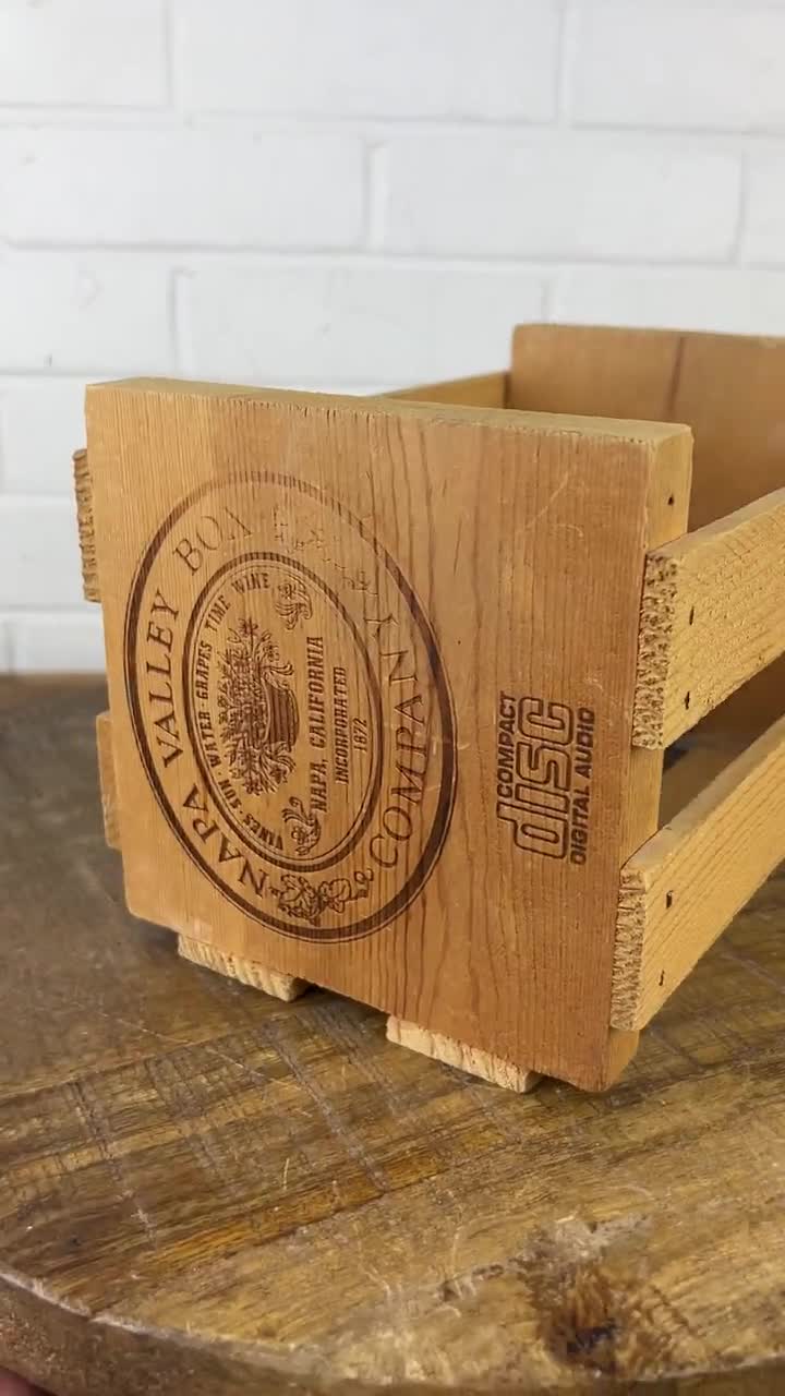 Vintage Napa Valley Wood Storage Display Container or CD Holder