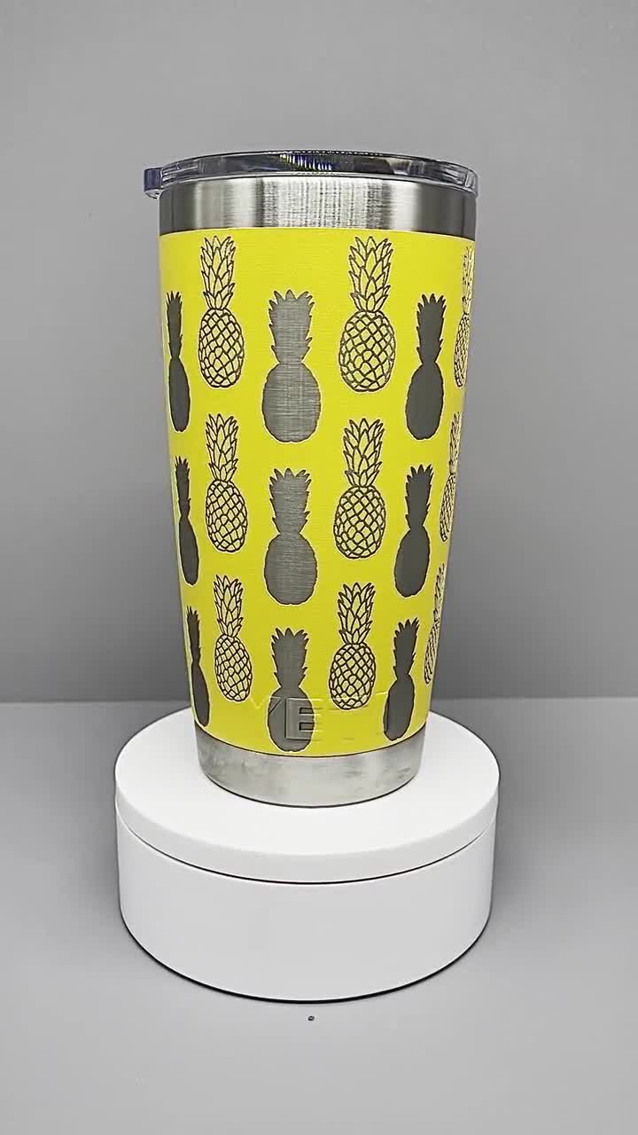 Yeti 20oz or 30oz Alpine Yellow Pineapple Laser Engraved 360 Degree 