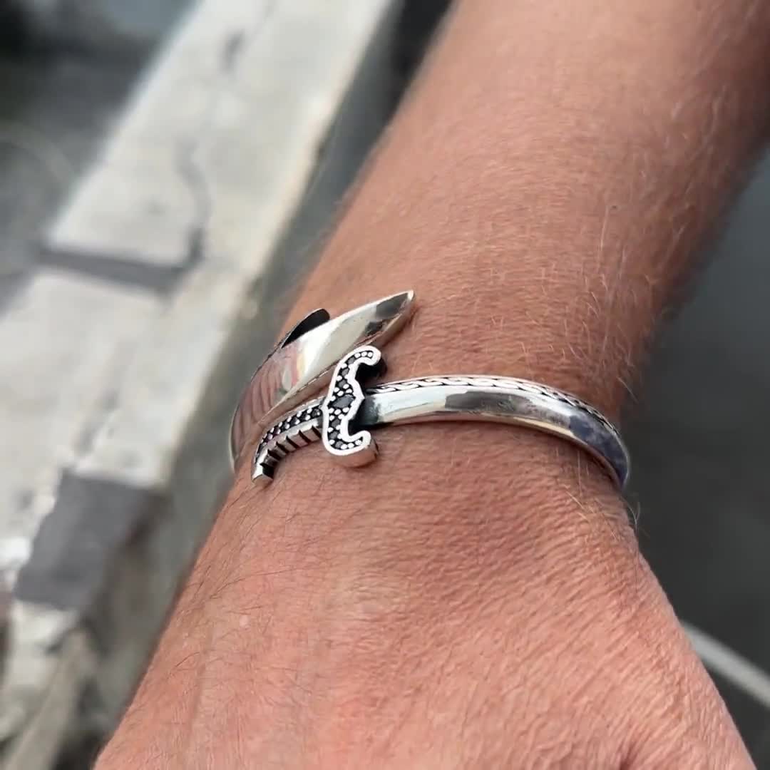 Men Silver Sword Bracelet , Adjustable Sword Zulfiqar