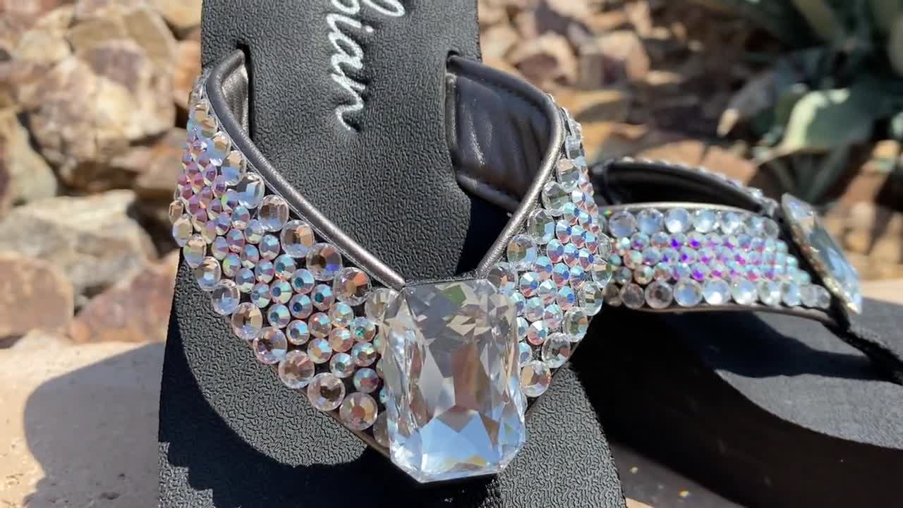 Swarovski Crystal Rhinestone Platform Flip Flop Sandals: Diamond