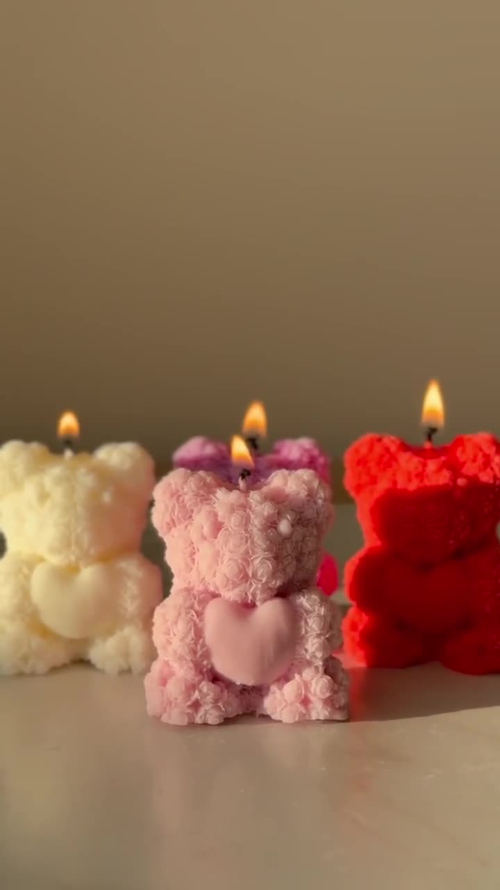 Vela De Soja Con Forma De Osito De Peluche / Regalo Vegano Y Perfumado Para San Valentín - España