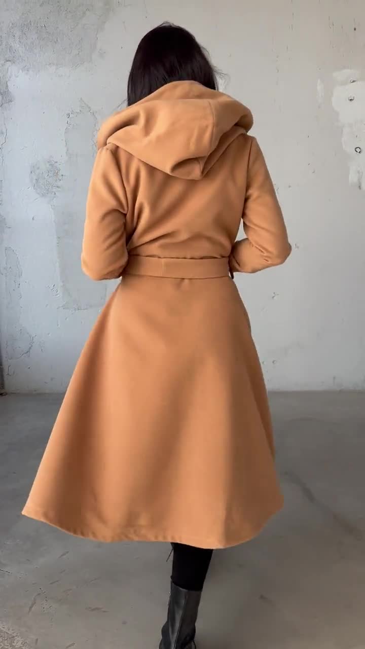 Winter Fit and Flare Coat, Midi Swing Coat, Warm Princess Coat