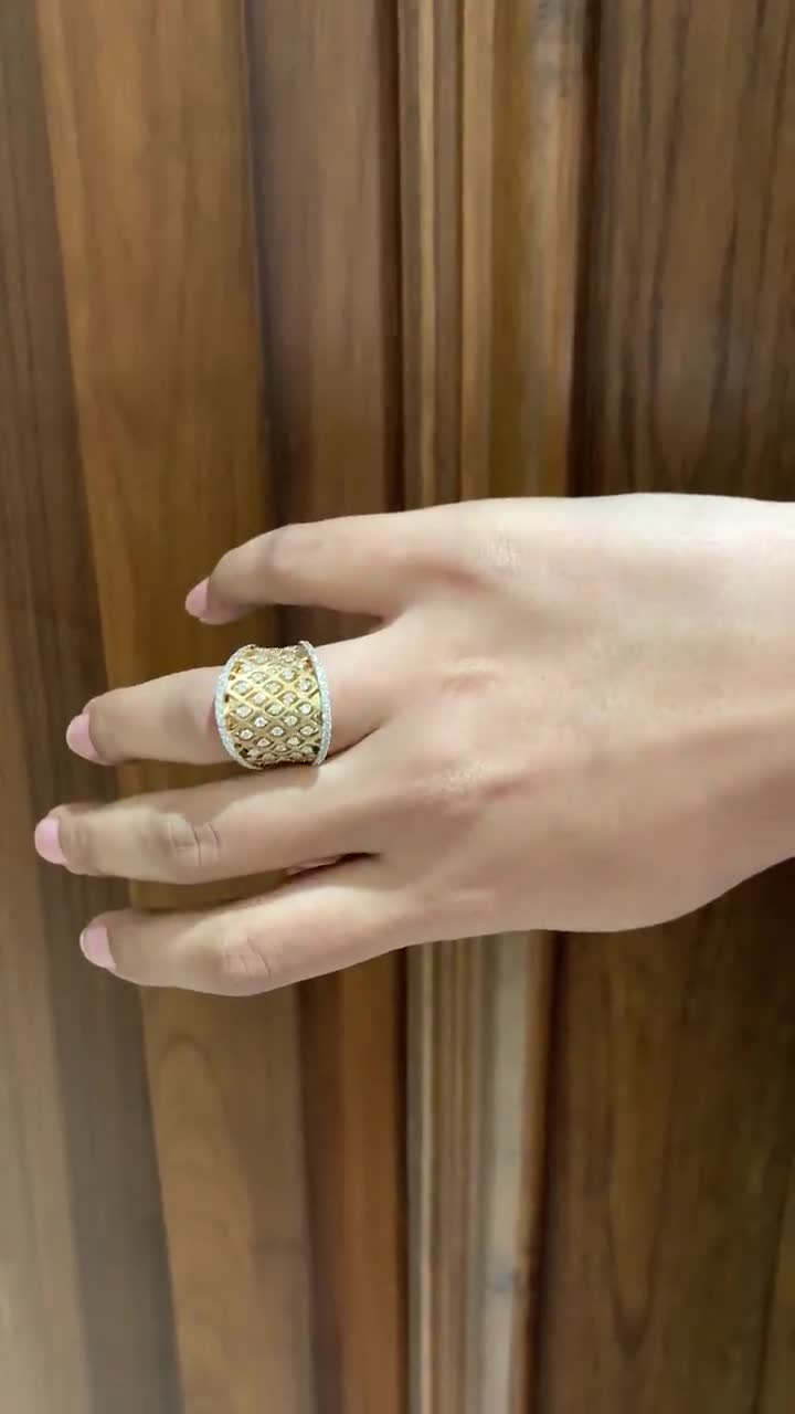 14k Yellow Gold & Diamond Corset Ring