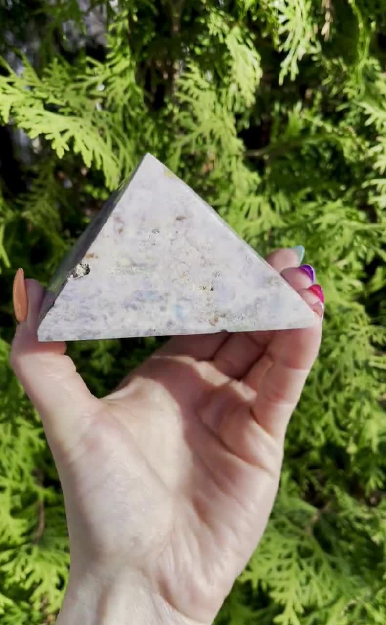 Ocean Jasper Pyramid with high quality Nature Caves & Druzy! Natural Sea Jasper Pyramid - Ocean Jasper Crystal