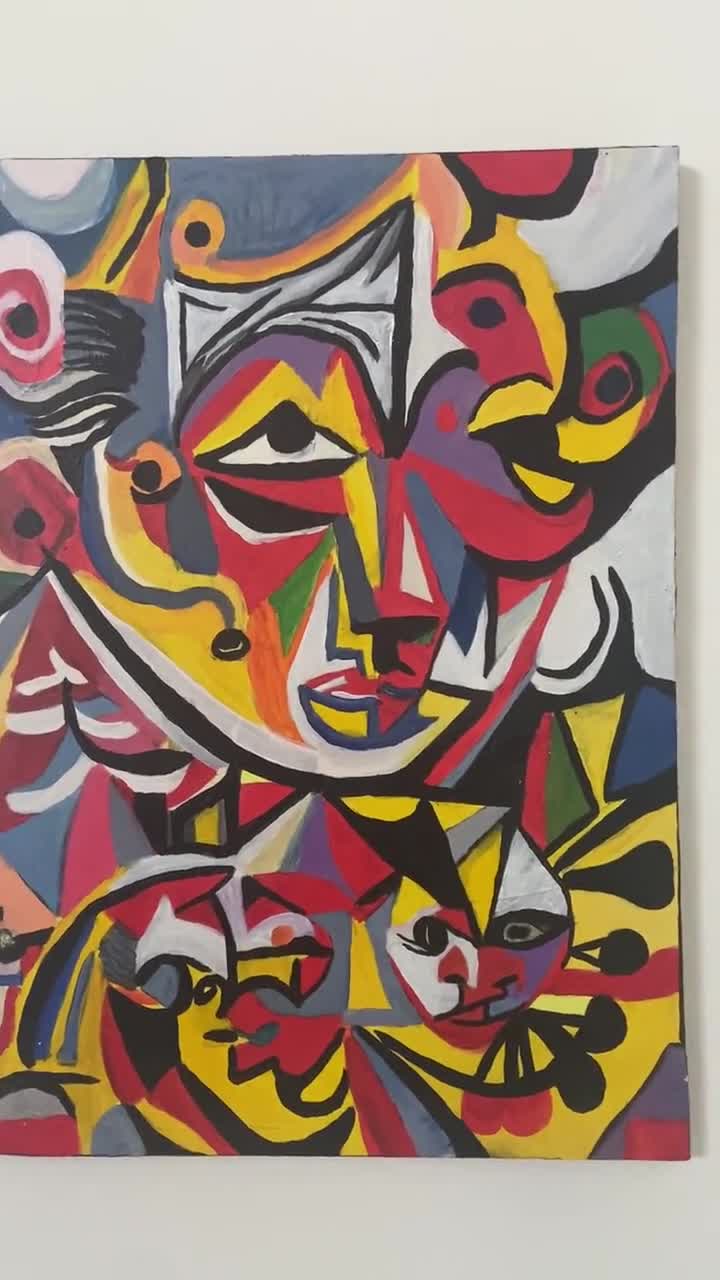 鮮やかな反射の抽象的な顔のアート - Etsy 日本