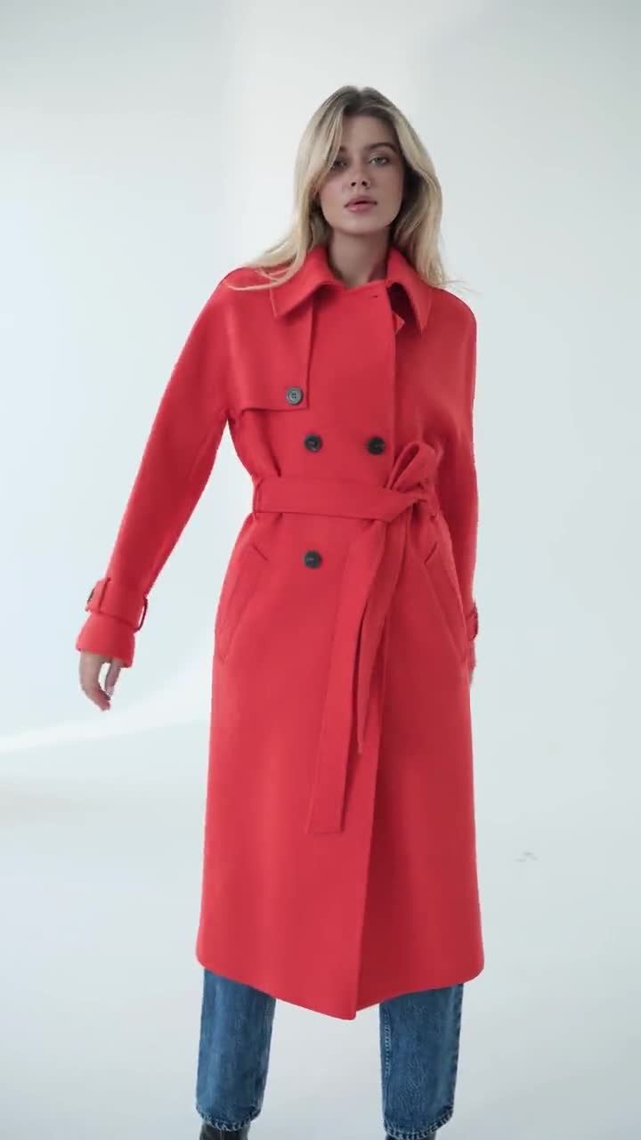 louren ローレン/Oversize wool trench coat Lauren Ralph Lauren Women's Water Resistant Black Trench