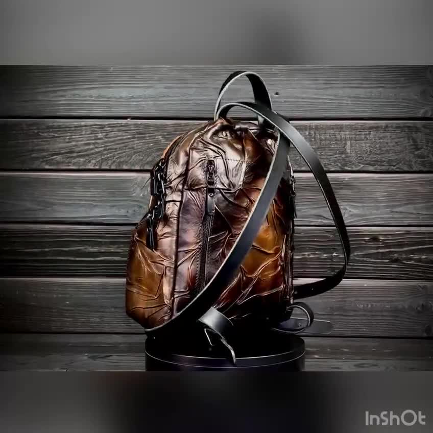 brown leather skull-backpack Brown leather handmade women's backpack Skull, Leather backpack Skull,  Ginger women's backpack Skull, Gothic style backpack Skull