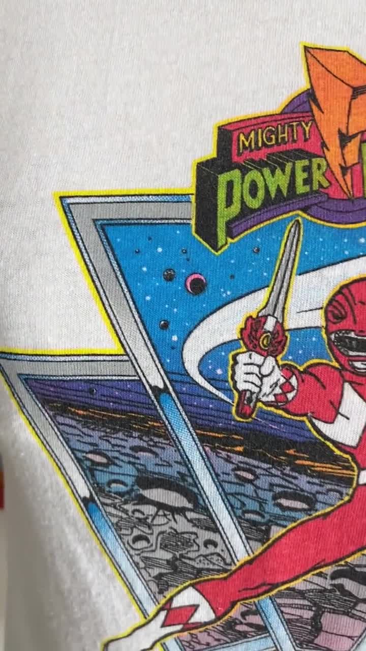 T-shirt Vintage Power Rangers 1994 – Noir – Taille M – Fabriqué Aux USA – Saban