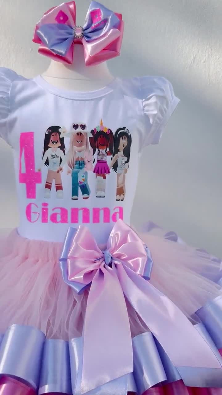 Personalized Roblox Birthday Outfit: Pink & Purple Tutu Set