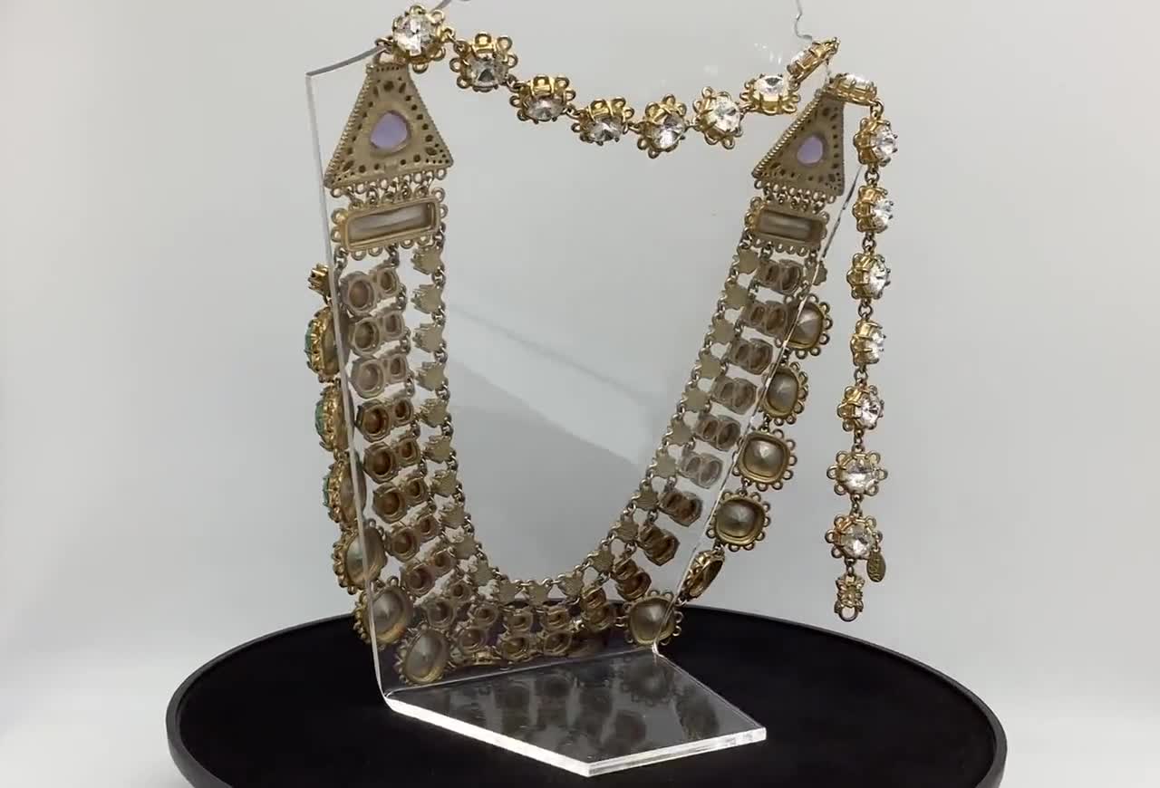 Spectacular Lee Angel Crystal Necklace Vintage 1980s Multi-strand 