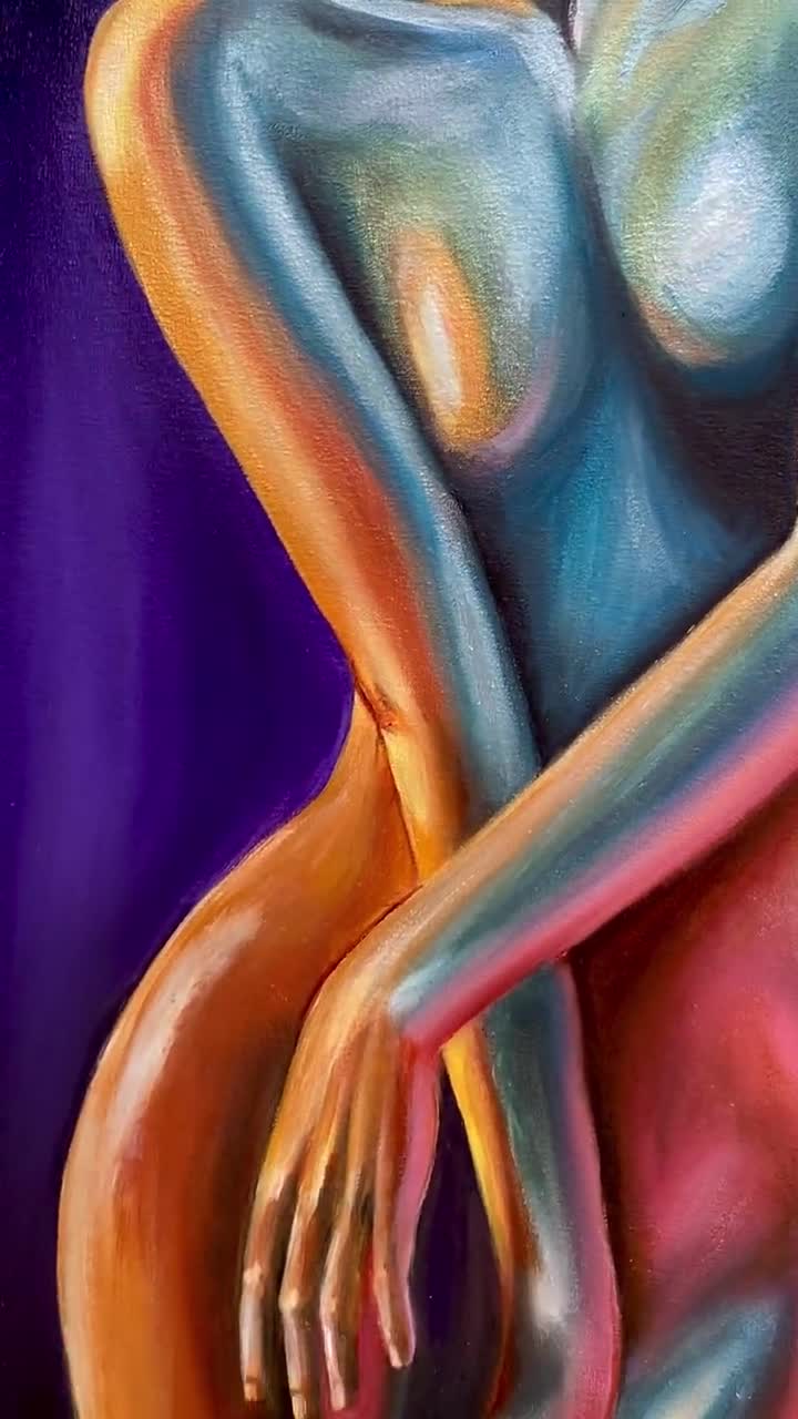 Abstract Woman Body Painting on Canvas Female Figurative Abstract Art Full  Body Painting Oil Painting Original Female Figure Painting Art