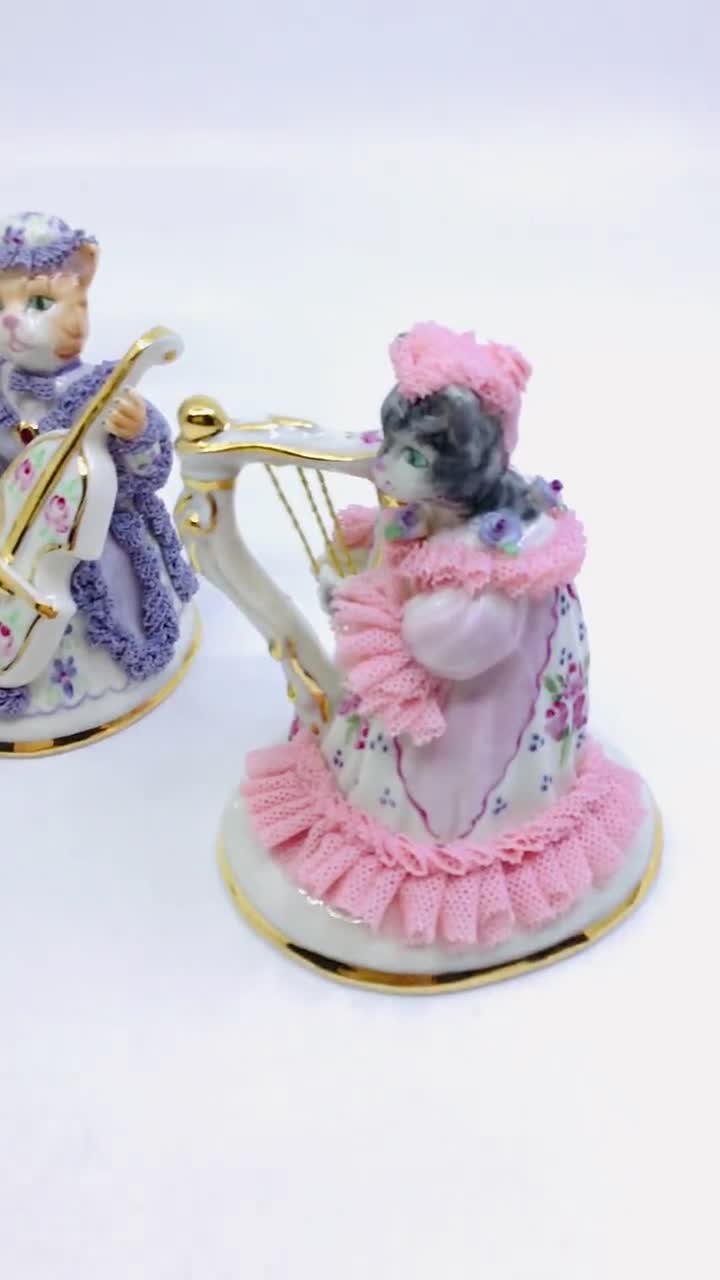 Vintage Irish Dresden Cat Orchestra Figurines 5 Piece Set