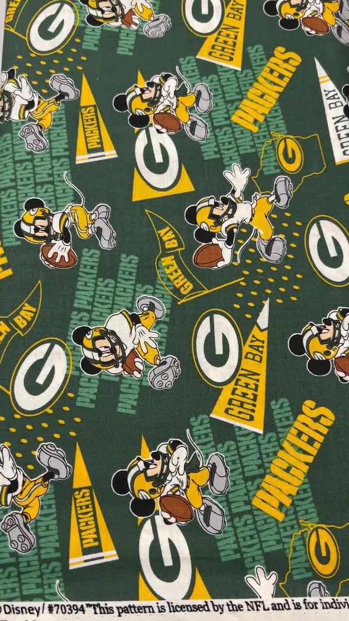 NFL Mickey Mouse Green Bay Packers 1/2 yard (18 by 44”) Cotton Fabric new