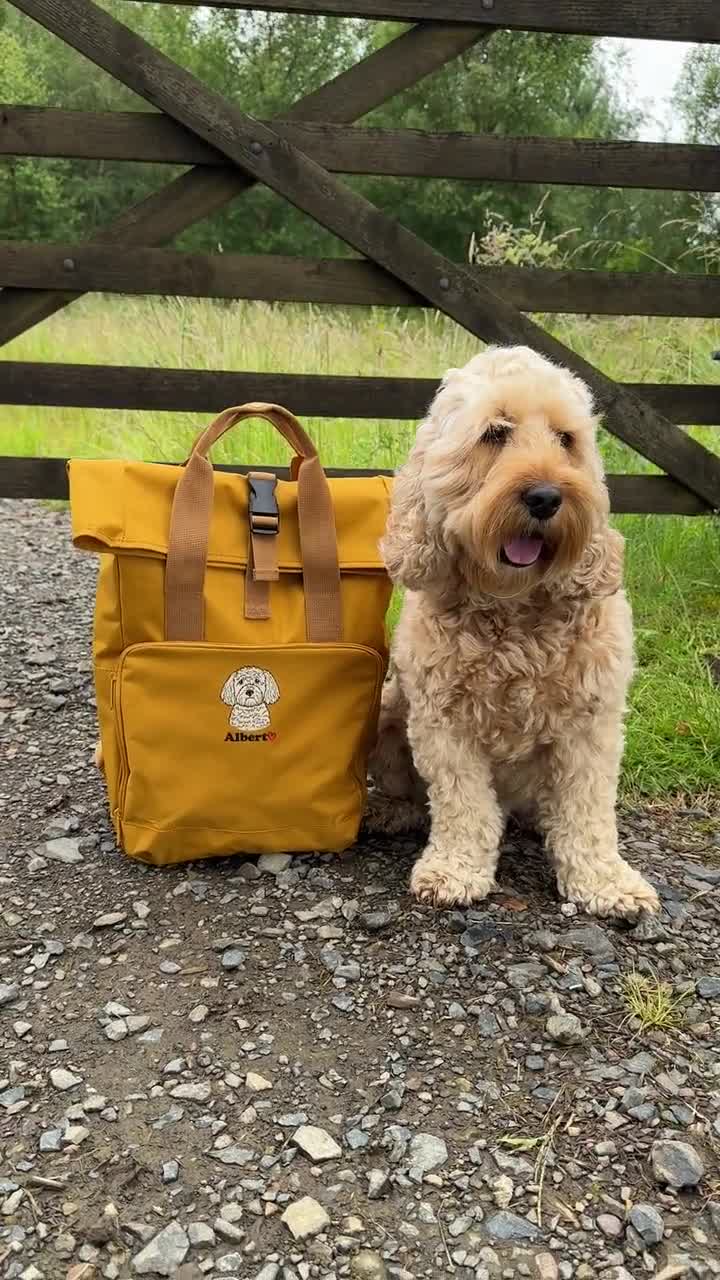 Mochila personalizada para guardería de perros con golosinas y