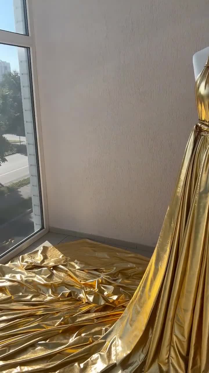 Golden Infinity Dress: Women's Gold Photoshoot Flying Dress