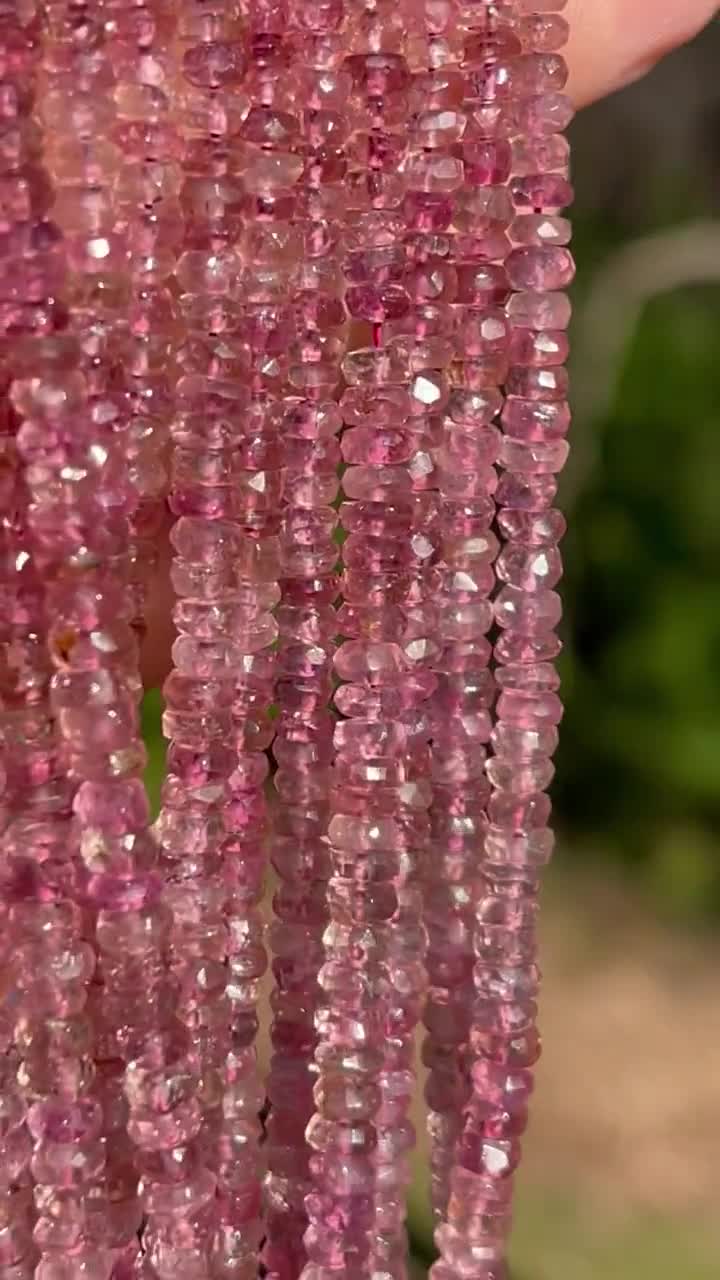 Pink Tourmaline Rondelles, 3mm 4mm Natural Untreated Pink Gems, October  Birthstone Beads, Pink Gemstones for Making Jewelry, PTM6 