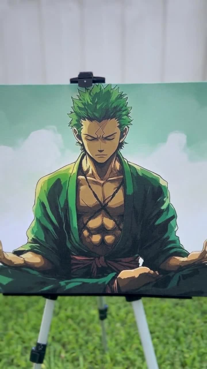 One Piece Zoro Meditating on the Sand Matte Canvas Stretched, 0.75