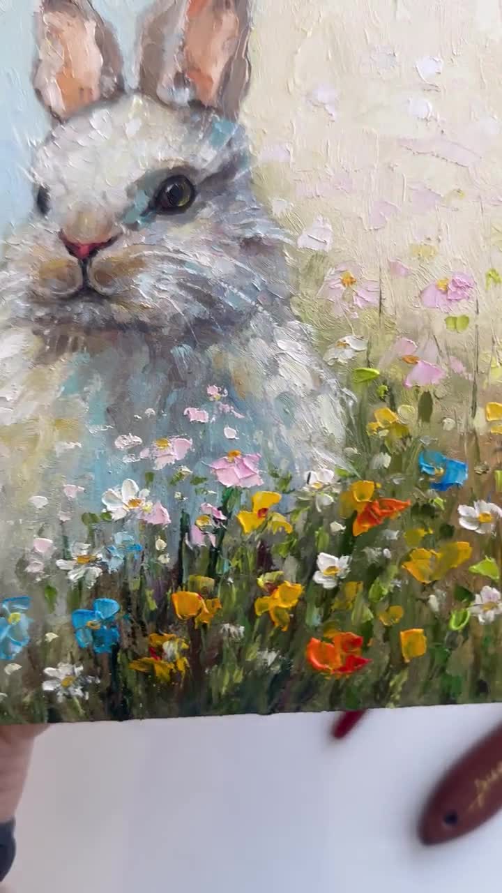 Rabbit Painting Bunny Original Art Bunny Wall Art Rabbit