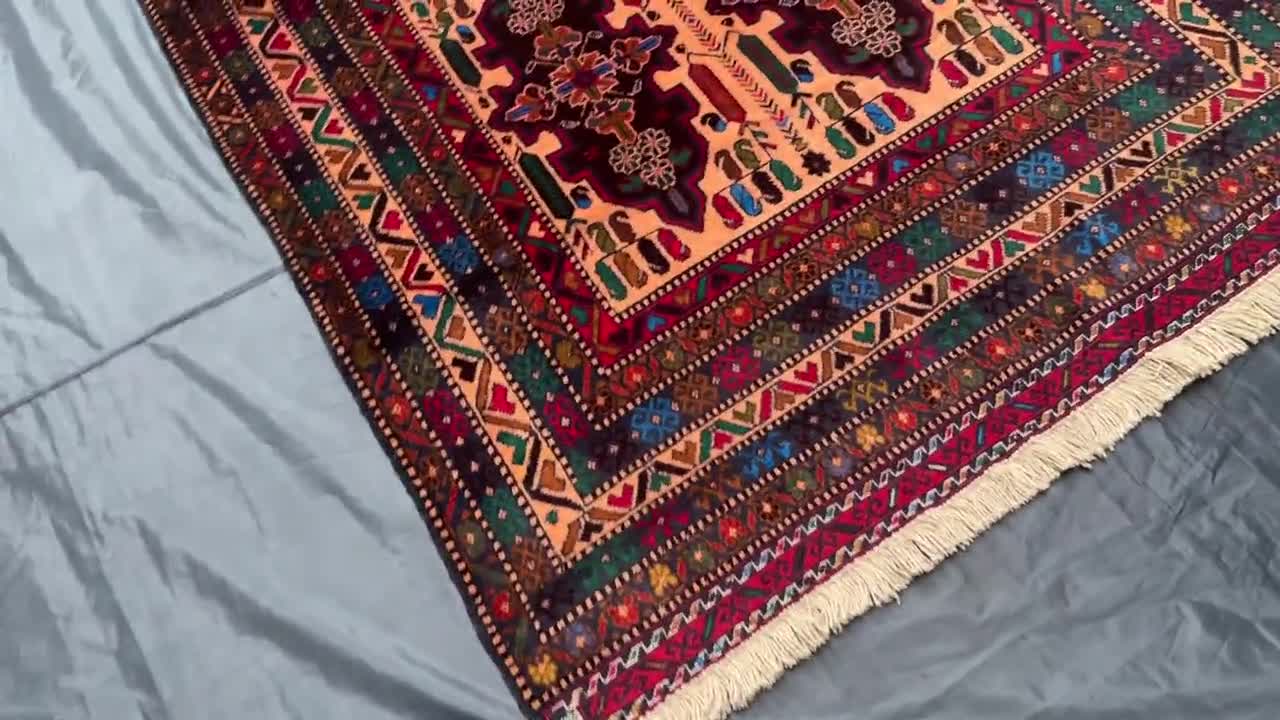♝vintage rug♝　196×106cm　バルーチラグ　アフガン　ギュル ♝vintage rug♝ 196×106cm バルーチラグ アフガン ギュル - メルカリ