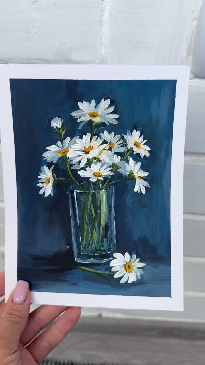 Single online Daisy in a Vase Original Acrylic Painting