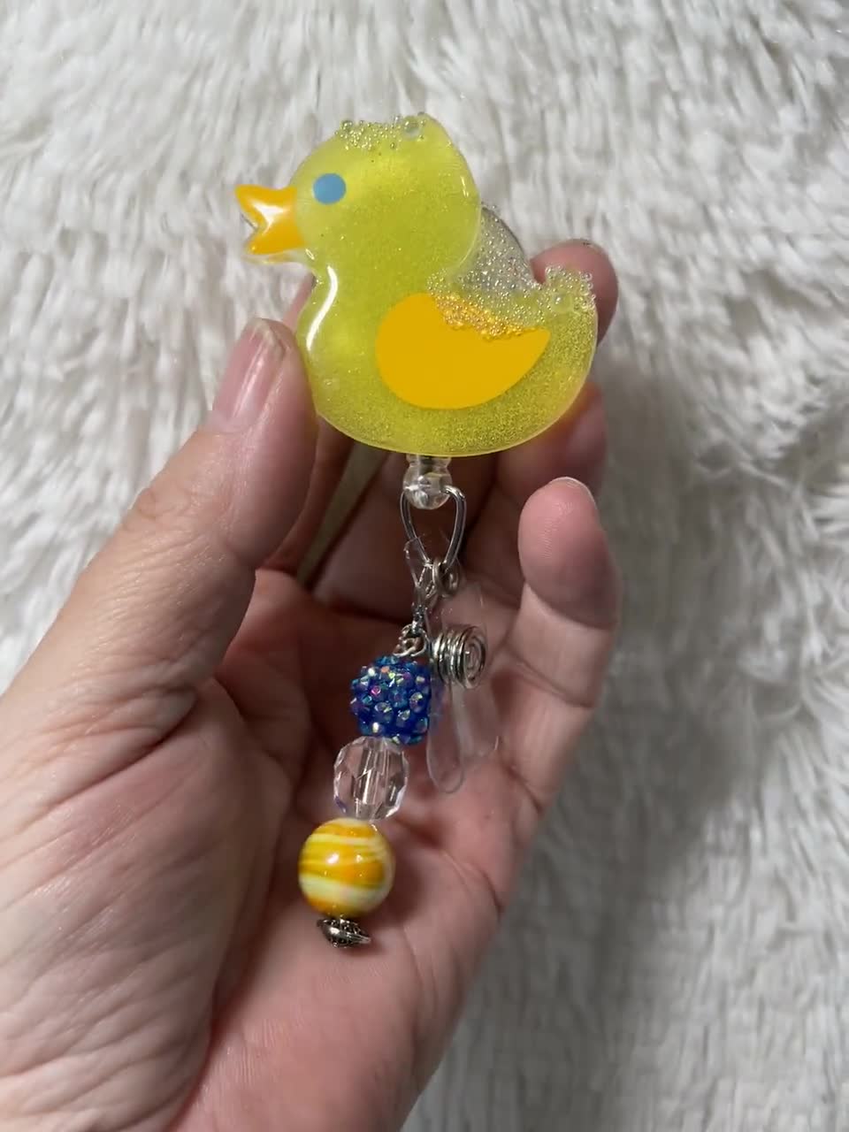 Rubber Ducky Badge Reel, Rubber Duck With Bubbles Novelty Badge