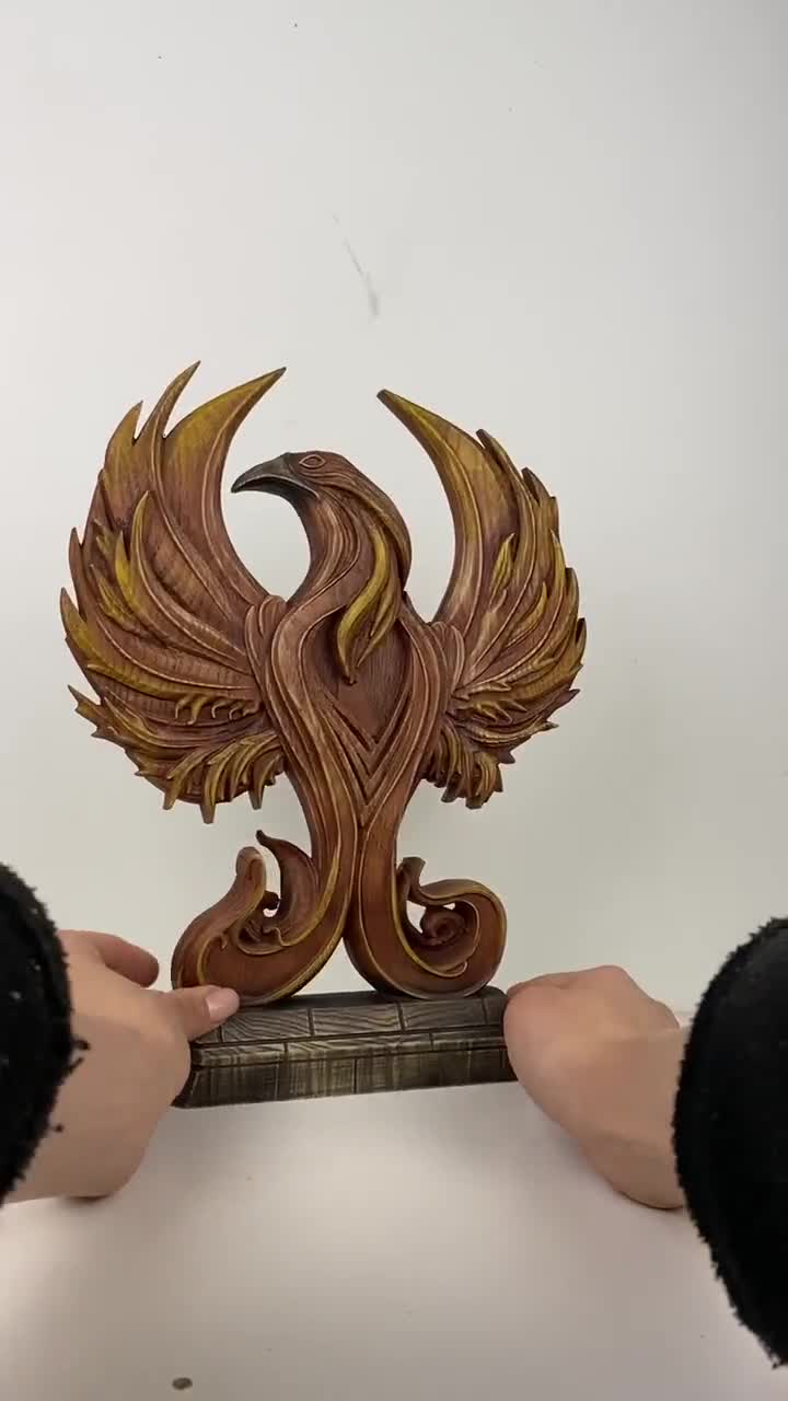 フェニックス像木製：木彫りギリシャ神話の装飾神話の火の鳥 - Etsy 日本
