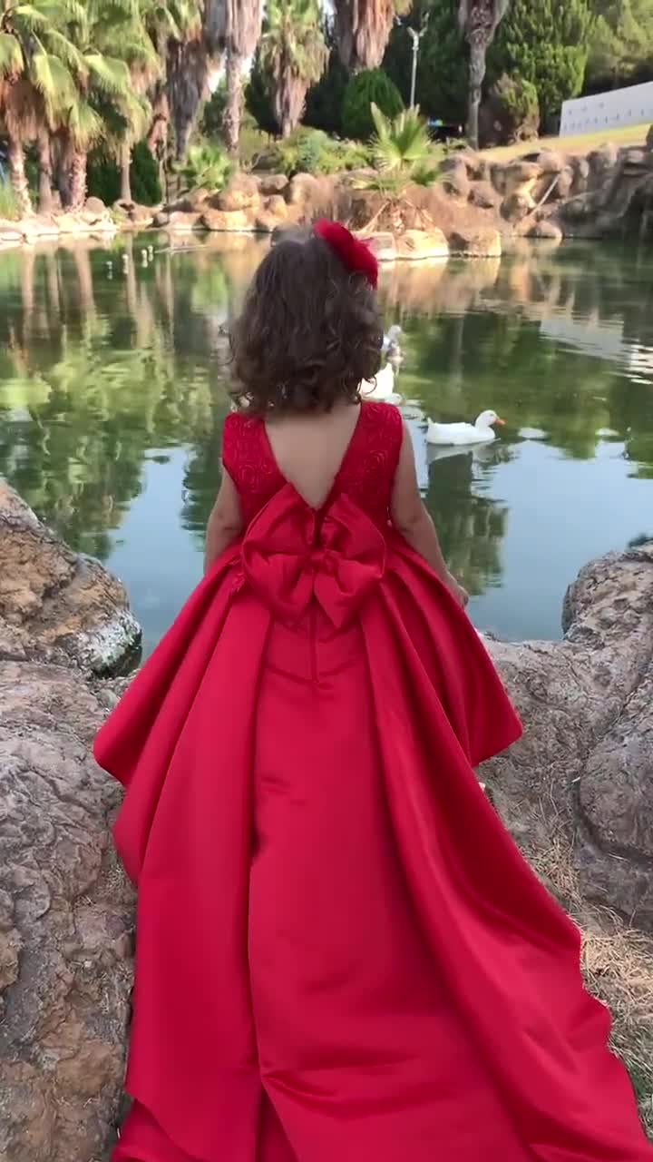 Vestido rojo de niña para ocasiones especiales alto - Etsy España