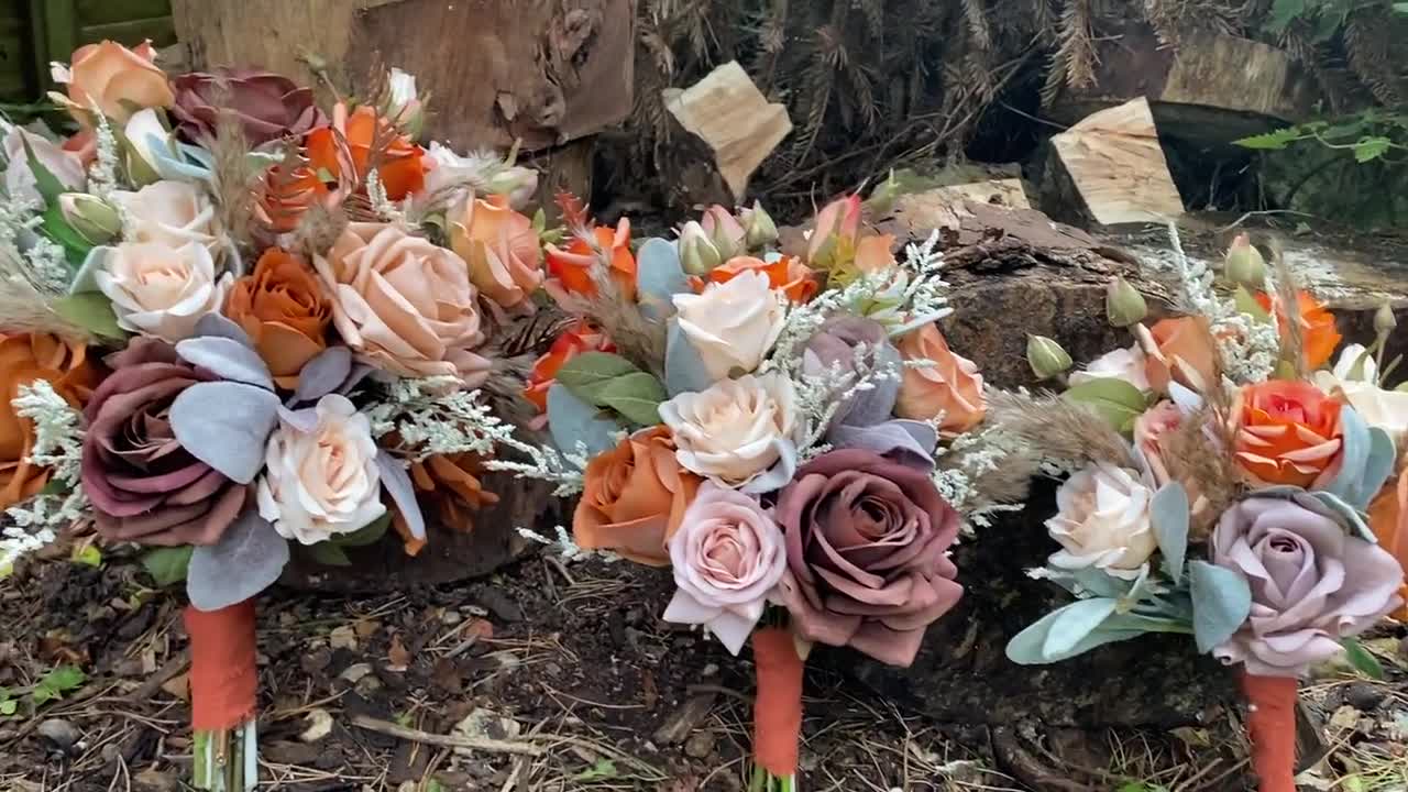 Artificial Terracotta Bridal Bouquet, Burnt Orange Wedding Bouquet,autumn Wedding  Flowers ,winter Wedding Bouquet, Autumn Bridesmaid Bouquet -  Denmark