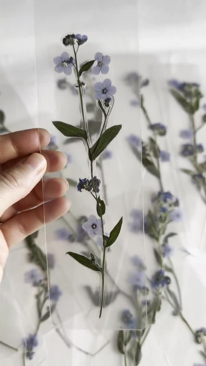 Transparent Pressed Flower Bookmark, Mixed Flowers, Handmade