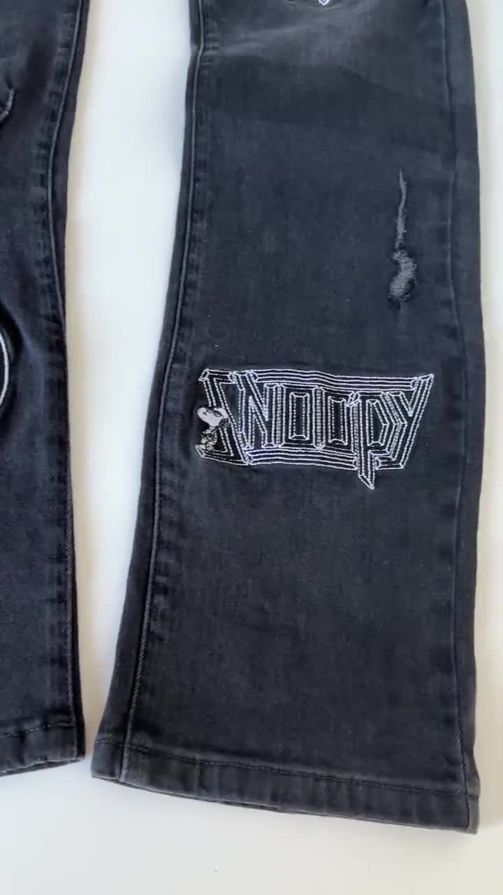 ICEBERG THE BARE NECESSITIES スタジャン 46 Vintage Iceberg Snoopy Jeans W30: Distressed Black Denim, Italian