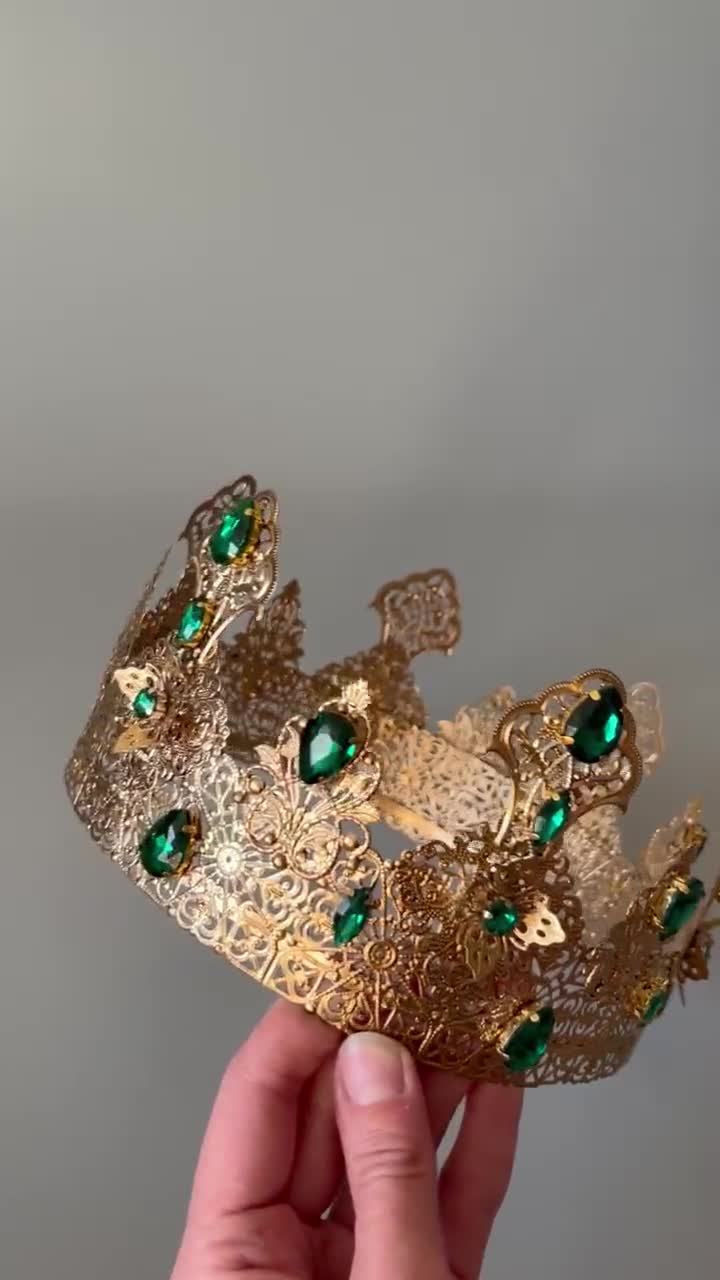 Baluue Corona Reale 3D In PU Con Fascia Elastica – Dorata – Per Cosplay E Feste A Tema