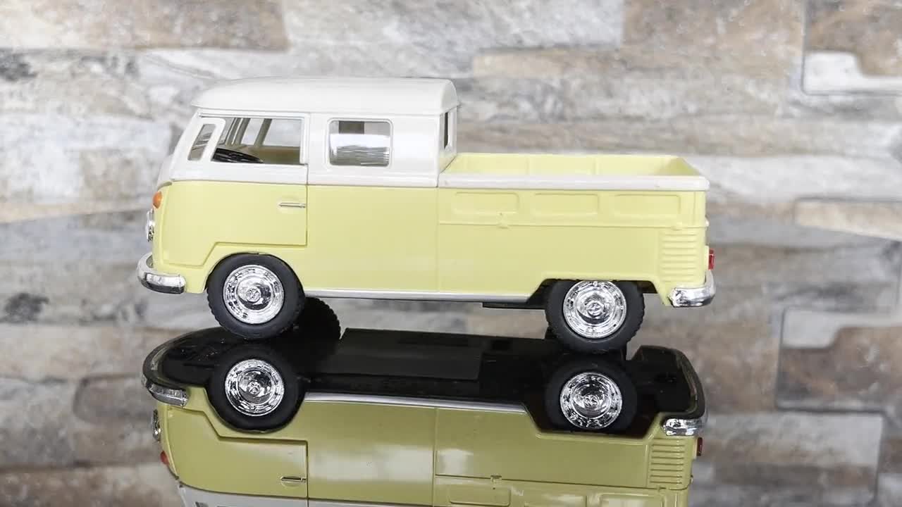 Volkswagen Bus Double Cab Pickup 1963, Vintage Model Car, 1/34