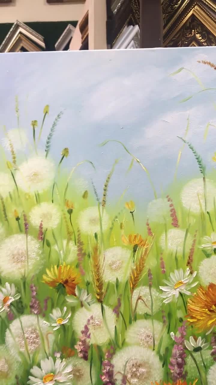 3D油彩画 花畑マッシモメダ作品2003ミラノにて購入サイズ約105
