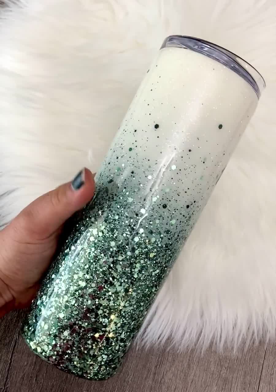 Sage Green Glitter Ombre Tumbler, Green Glitter Ombre, Glitter Tumbler,  Custom Wedding Tumbler, Custom Coffee Tumbler, Glitter Water Bottle 