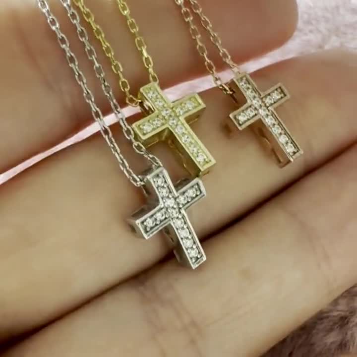 Ciondolo croce CZ in argento sterling articolo n. 1049 - Italia