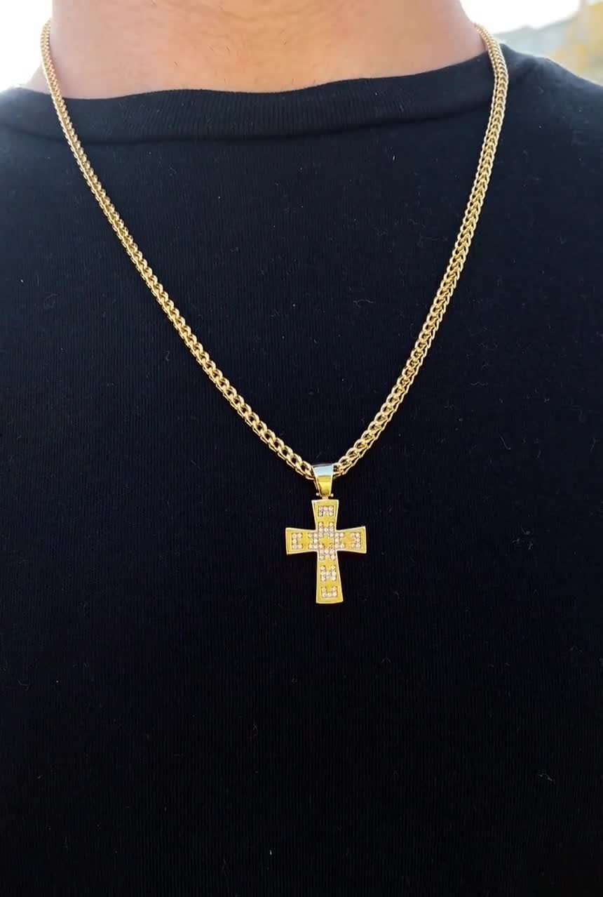 14K Gelbgold Kreuz Charm Anhänger Hohl